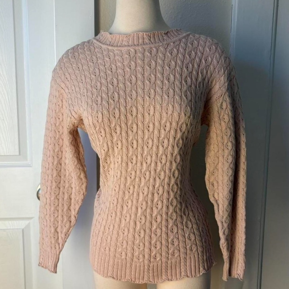 Women's Cable Knit Sweater - Pink